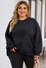 Picture of PLUS SIZE PLAIN BLACK SWEATSHIRT CORDED ROUND NECK